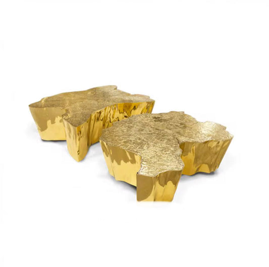 Indoor Lounge Area Tables Golden Tree Stump Side Tables Irregular Contemporary Design Tea Coffee Table