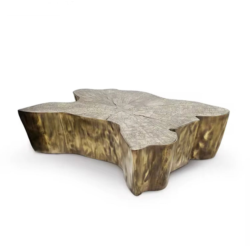 Tree Stump Side Tables - Irregular Gold Stainless Steel Coffee Table Set