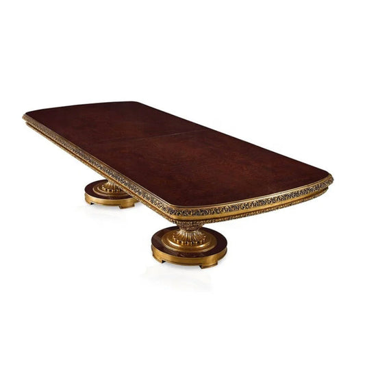 Baroque Design Luxury Dining Table Set - French Antique Solid Wood Furniture