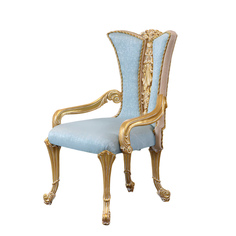 Luxury Baroque 6-Seater Round Dining Table Set - Handcrafted Solid Wood with Gold Leaf