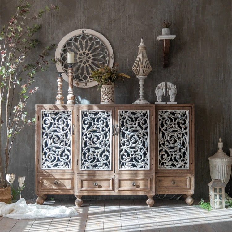 Buffets & Sideboards 4 Drawers Solid Wood Storage Sideboard Handmade Accent Cabinet