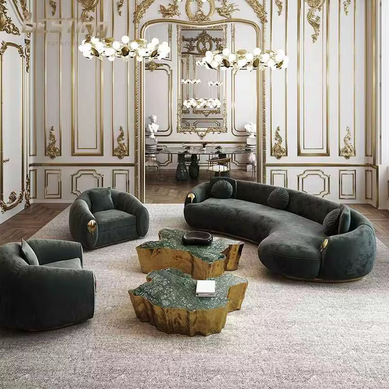 Tree Stump Side Tables - Irregular Gold Stainless Steel Coffee Table Set