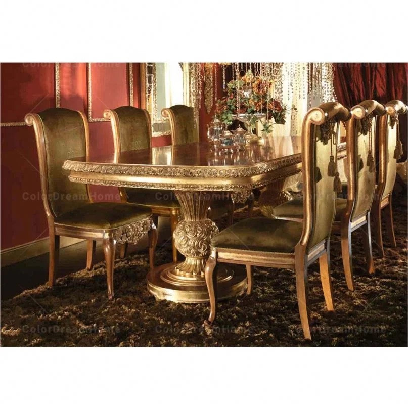 Baroque Design Luxury Dining Table French Antique Dining Room Furniture Set