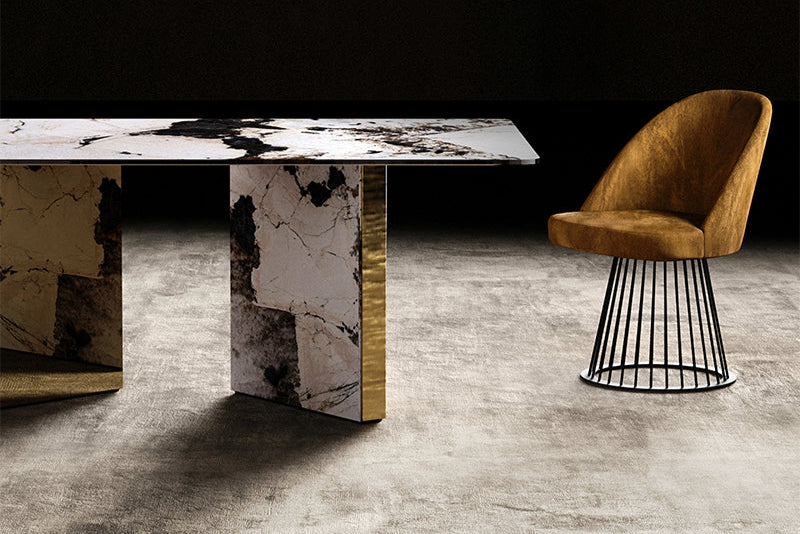 Ultra Luxury Dining Room Furniture White And Gold Marble Metal Legs Dining Table 8 Seater Dining Table Set