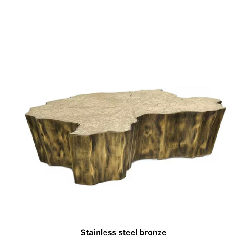 Indoor Lounge Area Tables Golden Tree Stump Side Tables Irregular Contemporary Design Tea Coffee Table