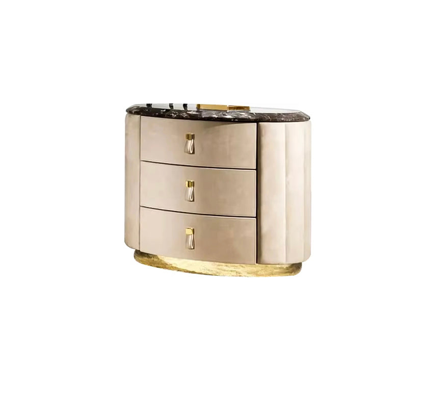 Modern Bedroom Night Table Italian Solid Wood 3 Drawer Velvet Bedside Cabinet Bedroom Furniture Nightstands