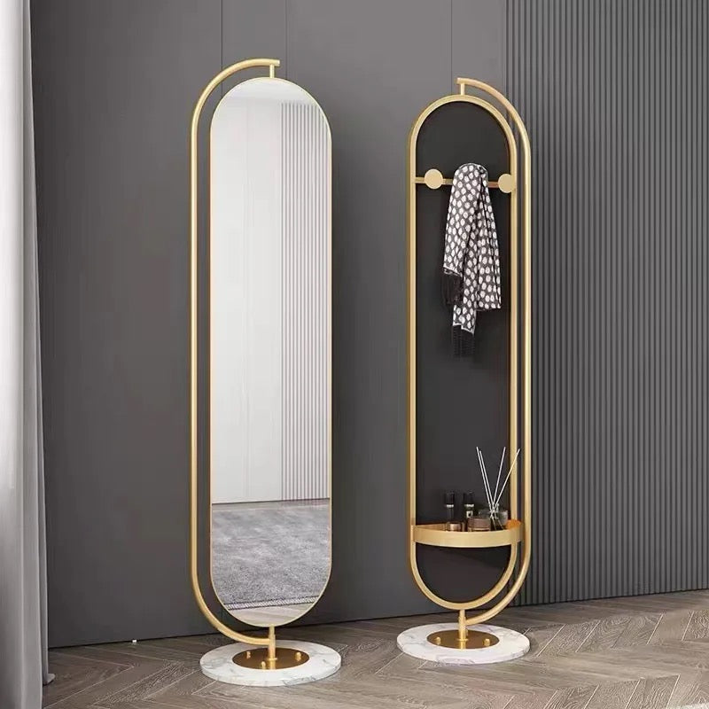 Home Furniture Full-length With Racks Large Dressing Mirror Full Body Bedroom Oval Wall Mirror