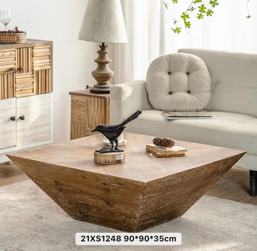 Vintage Nordic Furniture Living Room Solid Oak Coffee Tea Table Wooden Rectangular Accent Table