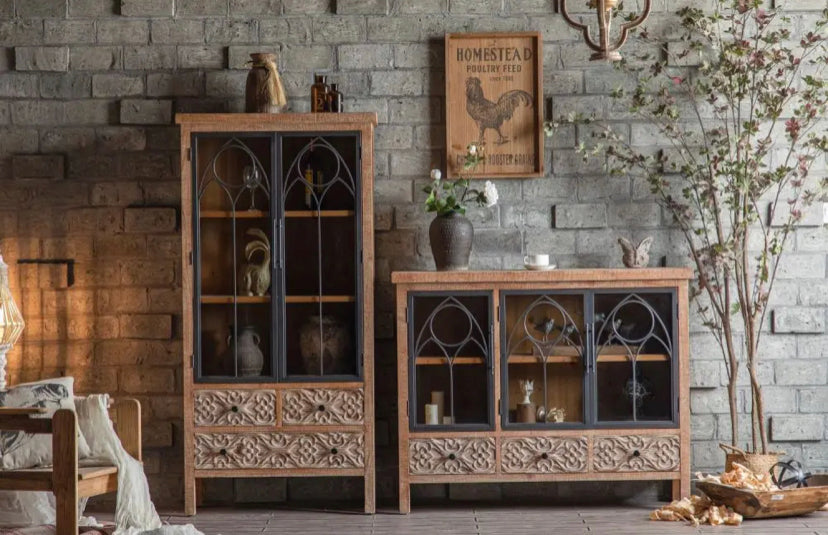 Buffets & Sideboards 3 Doors Kitchen, Living Room Cabinet Solid Wooden Antique Console Storage Cabinets