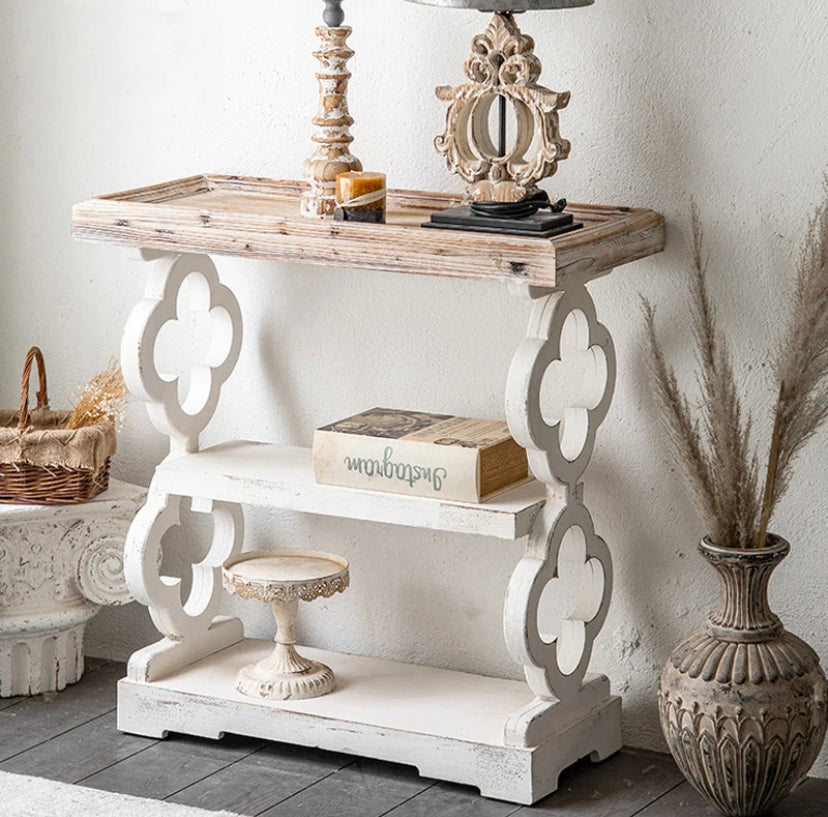 Home Furniture Hallway Table Solid Wood Carved Living Room, Floor Decorative Shelf Consoles