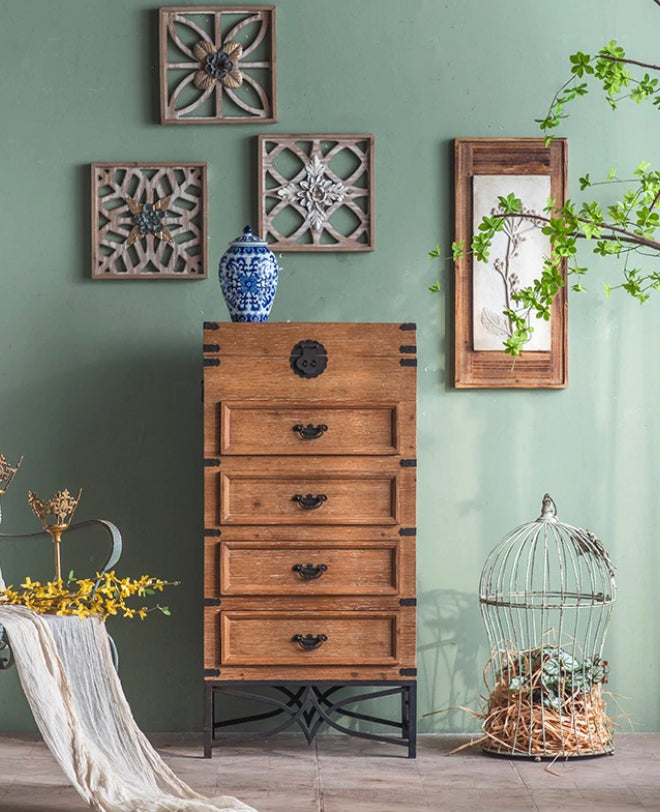 American Style Vintage Retro Rustic Solid Wood Chest Of Drawers Living Room, Bedroom Cabinet Furniture