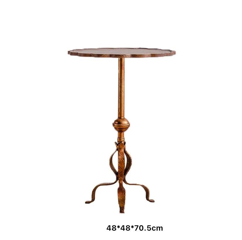 Vintage Gold Metal Wooden Side Table Living Room Home Retro Wood Top Coffee Tea Accent Table