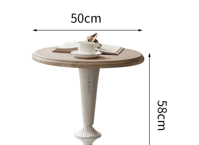 Round Iron Base Side Coffee Table Living Room Modern French Vintage Round Wooden Top Side Table