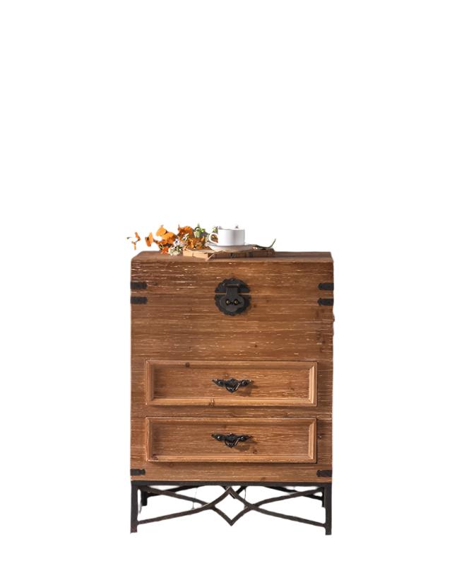 Japanese Wood Storage Table Bedroom Living Room Furniture Retro Side Accent Cabinet