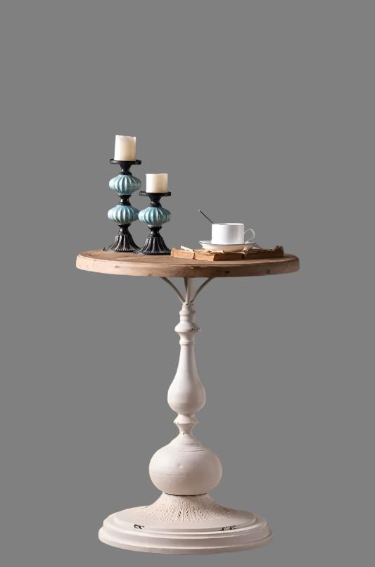 European Modern Design Round Tall Accent Table Living Room White Coffee Tea Side Table