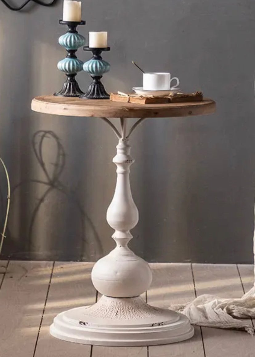 European Modern Design Round Tall Accent Table Living Room White Coffee Tea Side Table