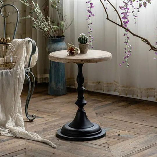 Scandinavian Living Room Furniture Accent Table Round Antique Side Corner Natural Wood Iron Coffee Tea Table