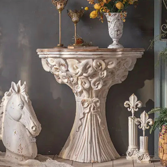 TTWO French Baroque Console Table - Vintage Fir & Mgo Accent for Living Room & Hallway