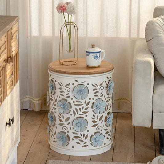 Nordic Modern Round Tea Table - Adjustable Wood & Metal Accent Table