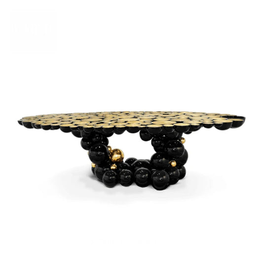 Dining Room Table Special Design European Style Stainless Steel Wood Black Gold Dining Table