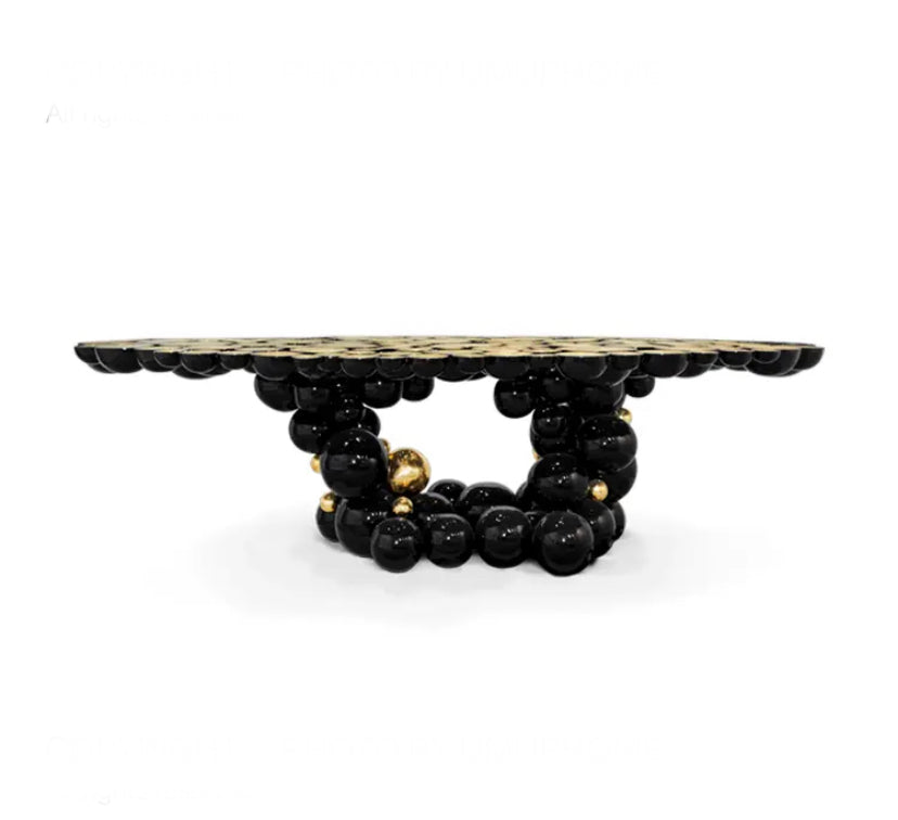 Dining Room Table Special Design European Style Stainless Steel Wood Black Gold Dining Table