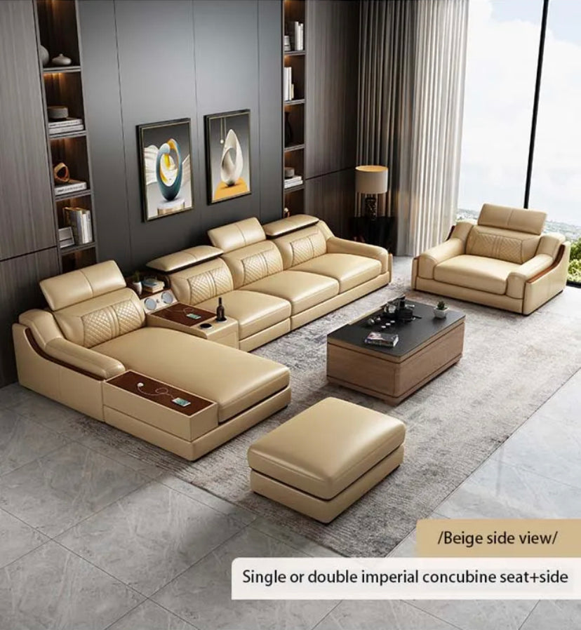 Modular Leather Sofa Comfortable Contemporary Sectional Sofa Set Luxury Living Room L Shaped Sofas