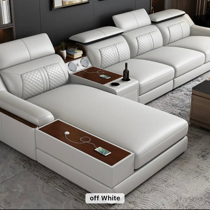 Modular Leather Sofa Comfortable Contemporary Luxury Living Room L Shaped Sofa Set