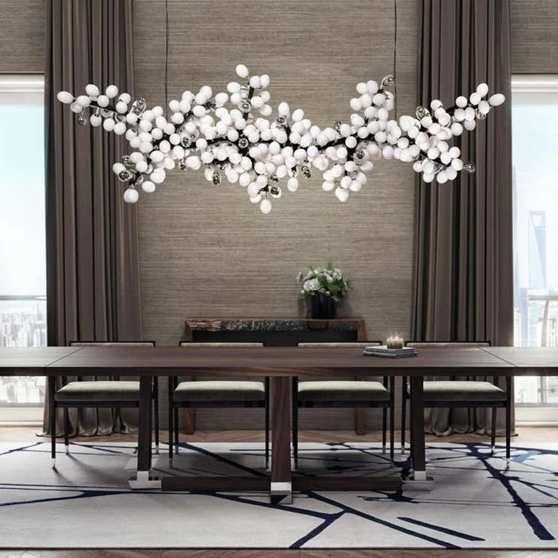 Modern High Ceiling Light Horizontal Luxury Home, Hotel Pension Big Dining Room Glass Crystal Grape Chandelier