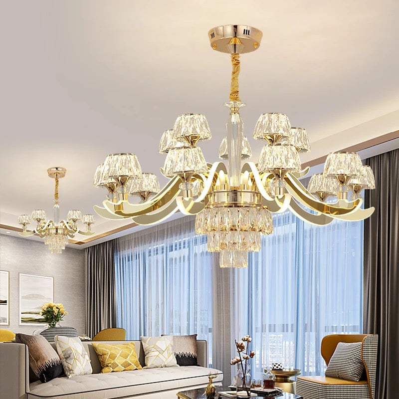 Unique Classic Design Crystal Chandelier Indoor Home, Hotel Living Room Gold K9 Crystal Lustre