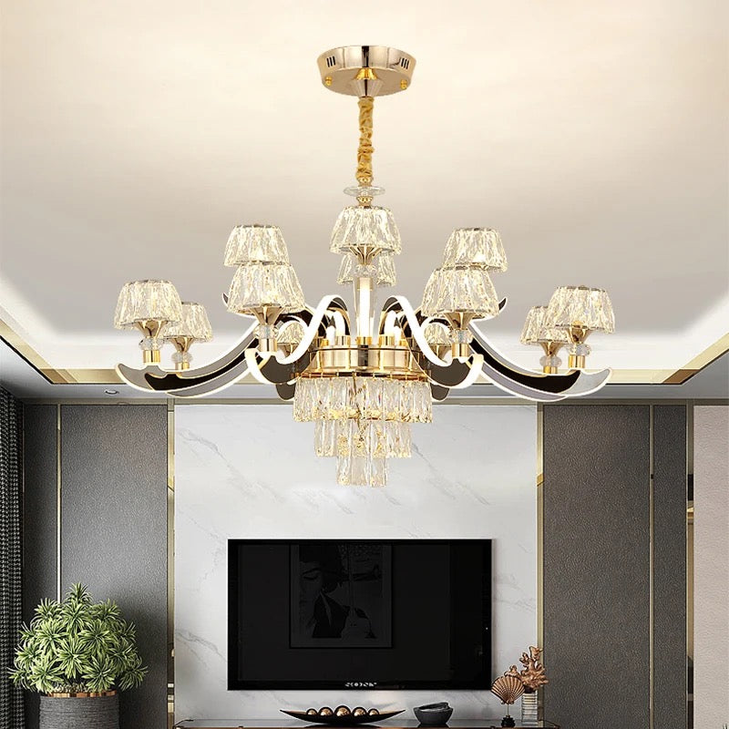 Unique Classic Design Crystal Chandelier Indoor Home, Hotel Living Room Gold K9 Crystal Lustre