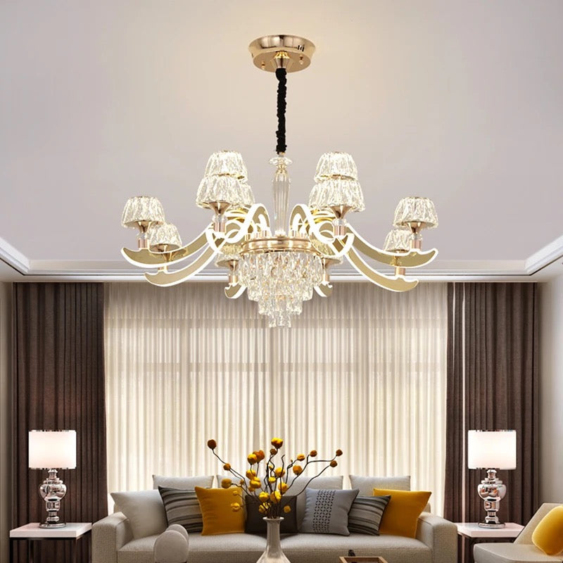 Unique Classic Design Crystal Chandelier Indoor Home, Hotel Living Room Gold K9 Crystal Lustre