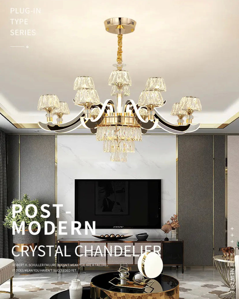 Unique Classic Design Crystal Chandelier Indoor Home, Hotel Living Room Gold K9 Crystal Lustre