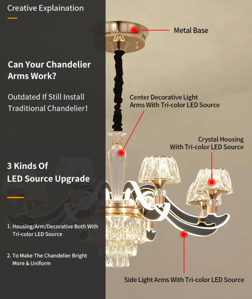 Unique Classic Design Crystal Chandelier Indoor Home, Hotel Living Room Gold K9 Crystal Lustre