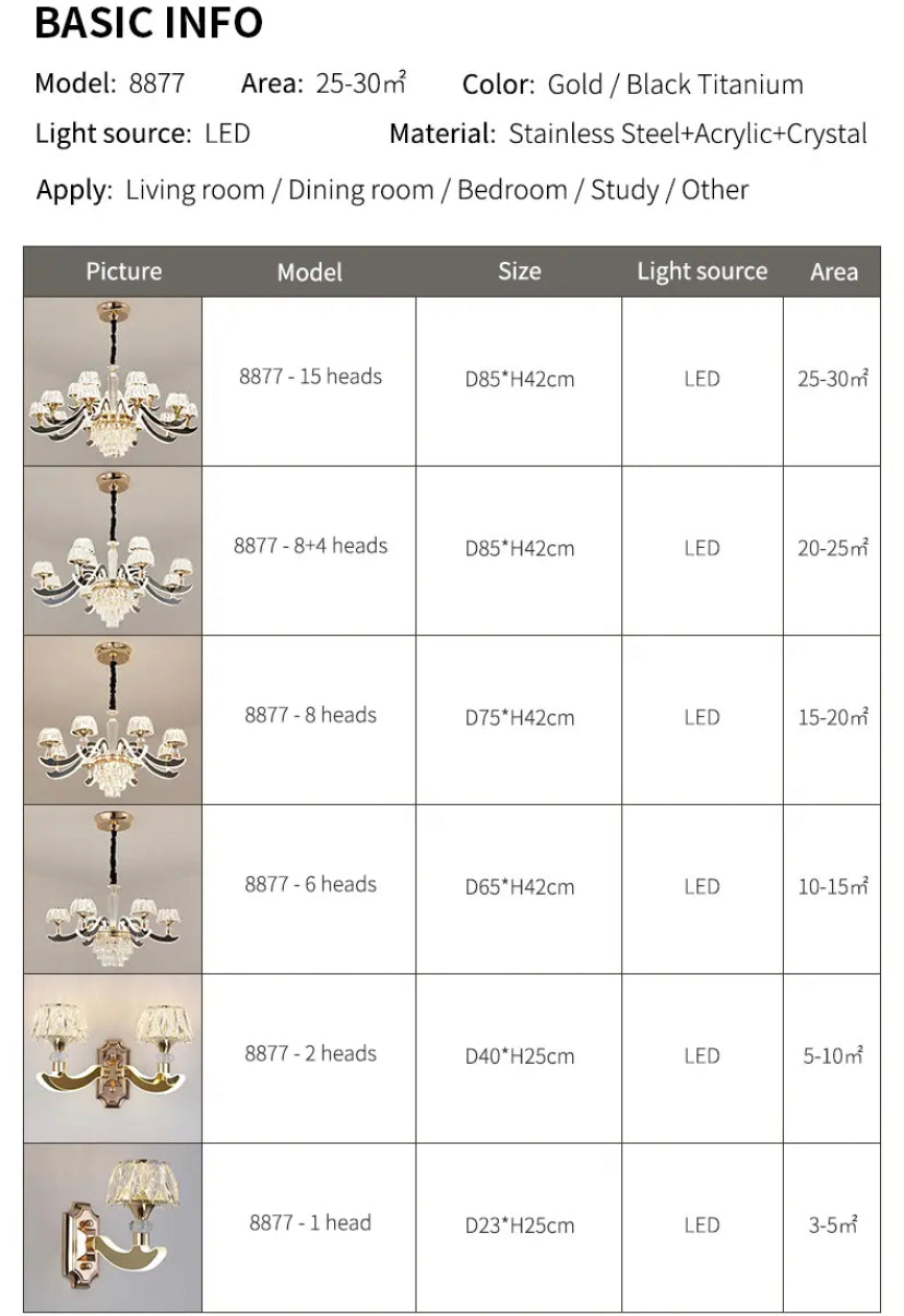 Unique Classic Design Crystal Chandelier Indoor Home, Hotel Living Room Gold K9 Crystal Lustre