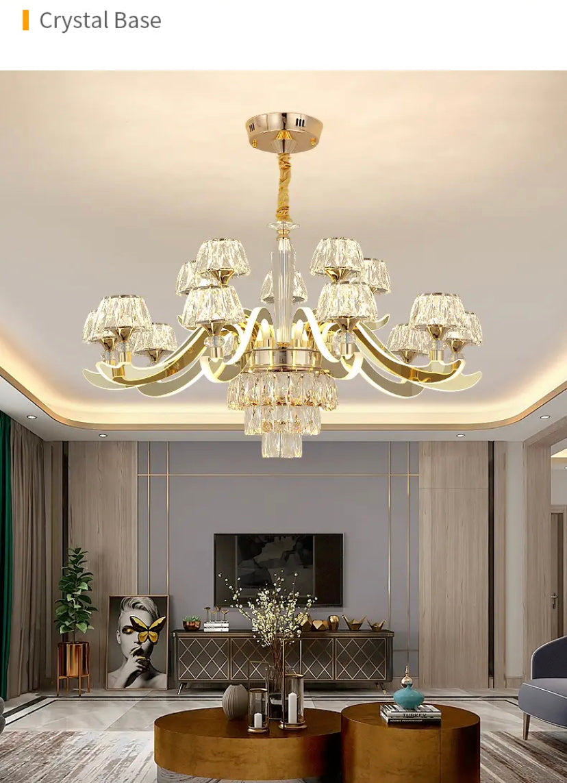 Unique Classic Design Crystal Chandelier Indoor Home, Hotel Living Room Gold K9 Crystal Lustre