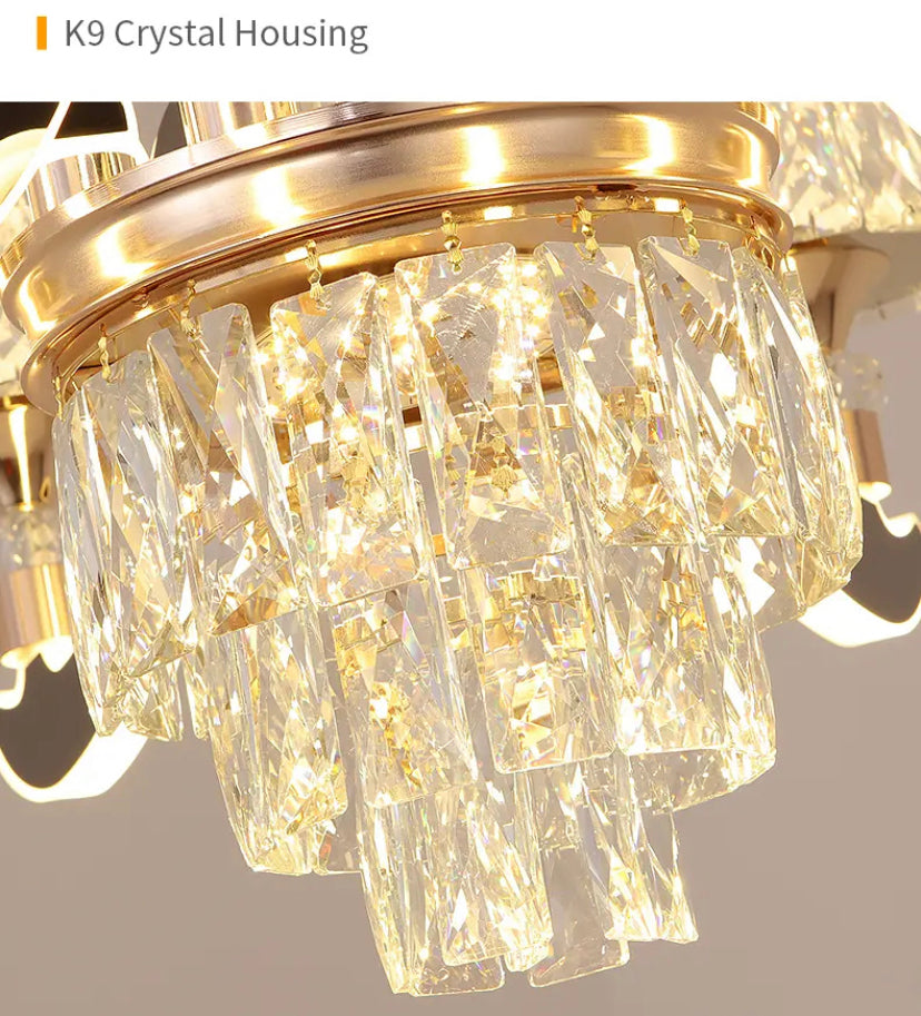 Unique Classic Design Crystal Chandelier Indoor Home, Hotel Living Room Gold K9 Crystal Lustre