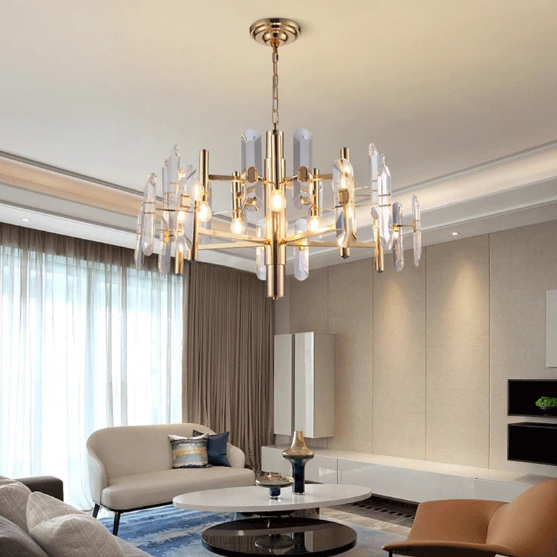 Luxury Modern Gold Crystal Chandelier Indoor Living Room, Dining Room, Bedroom Hanging Pendant Lighting