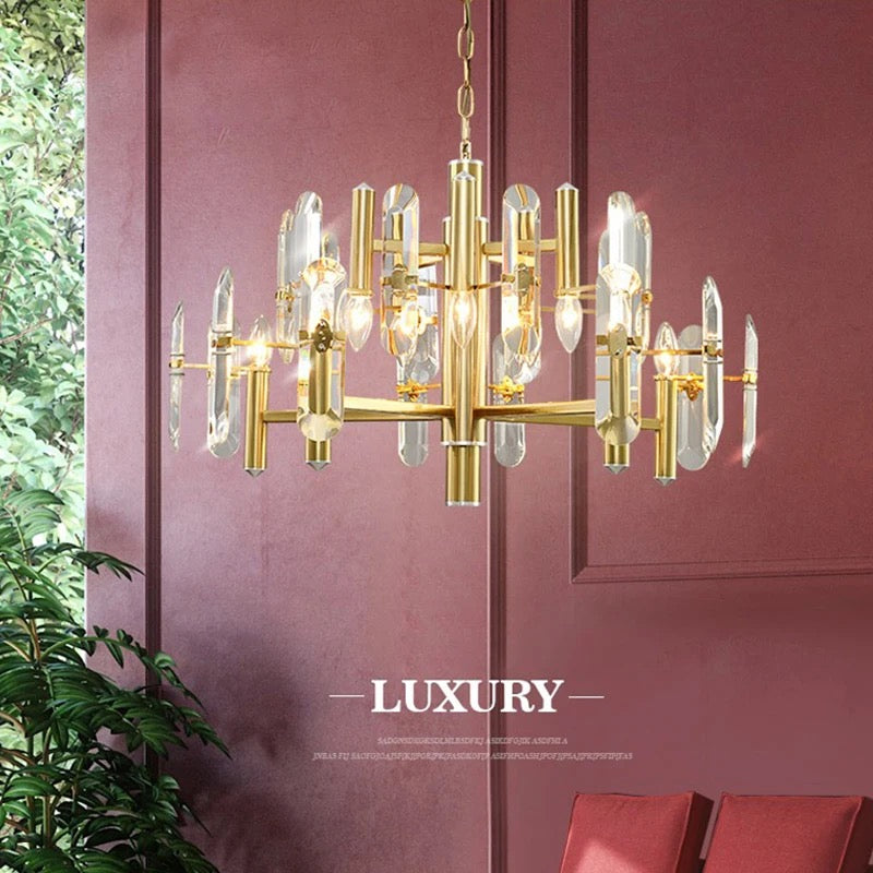 Luxury Modern Gold Crystal Chandelier Indoor Living Room, Dining Room, Bedroom Hanging Pendant Lighting