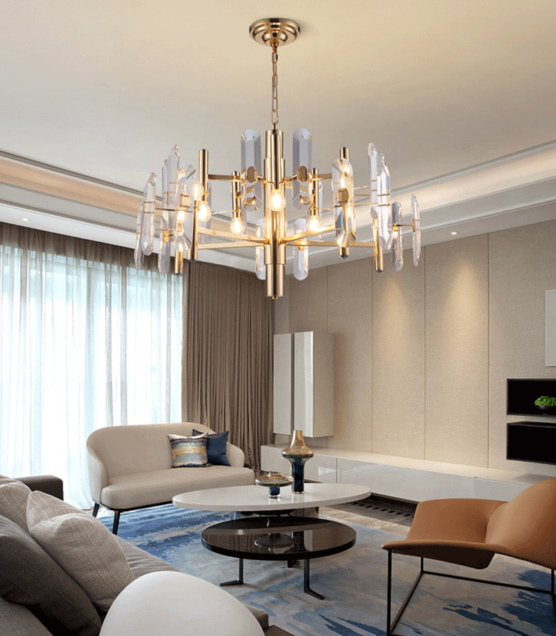 Luxury Modern Gold Crystal Chandelier Indoor Living Room, Dining Room, Bedroom Hanging Pendant Lighting