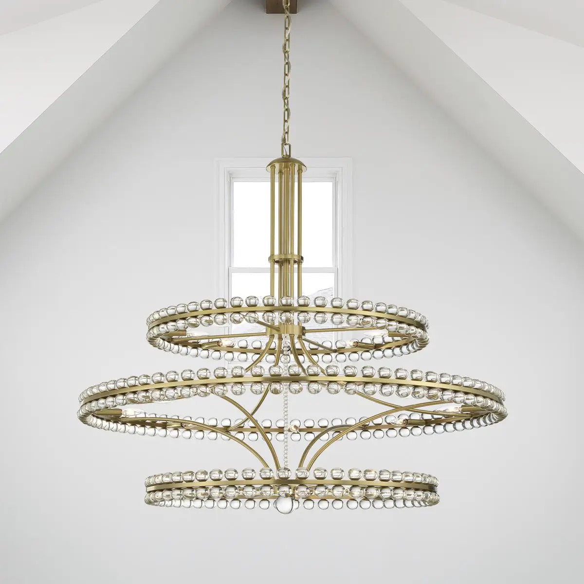 Modern Chandelier Indoor Staircase, Living Room, Dining Room Brass Round Crystal Pendant Lighting