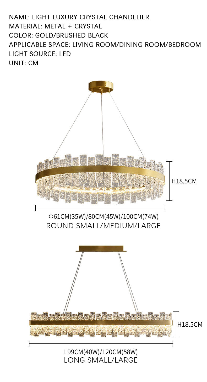 Modern Crystal Chandelier Home Living Room, Dining Room LED Lighting Gold Black Chandelier