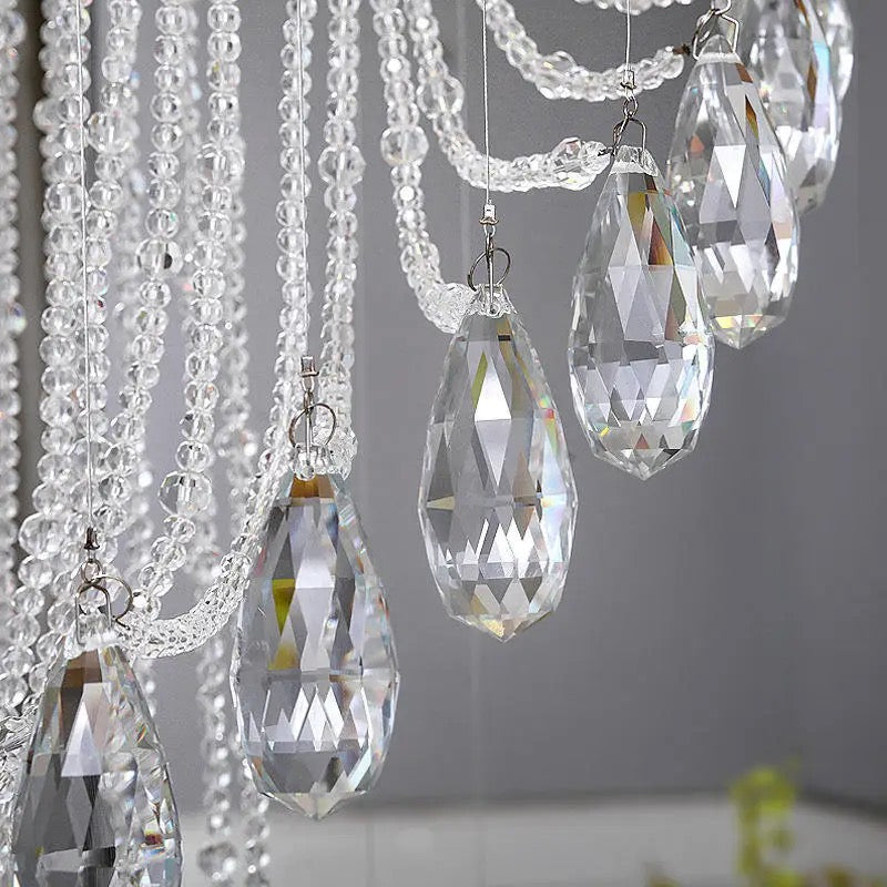 Luxury Spiral Tassels Crystal Staircase Ceiling Chandelier Home Decor Lobby Villa Hall Hanging Pendant Light