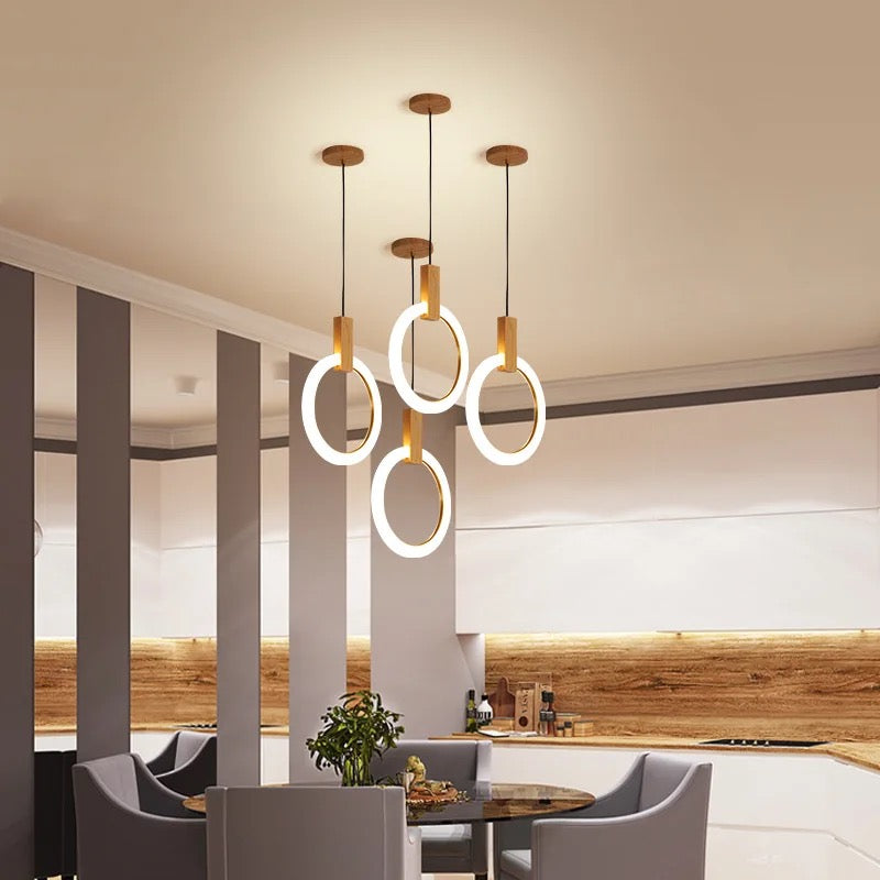 Duplex Building Chandeliers Staircase Long Pendant Light Nordic Villa Creative Ring Circle Light Pendant