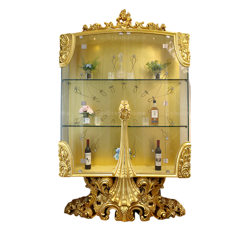 Luxury Baroque 6-Seater Round Dining Table Set - Handcrafted Solid Wood with Gold Leaf