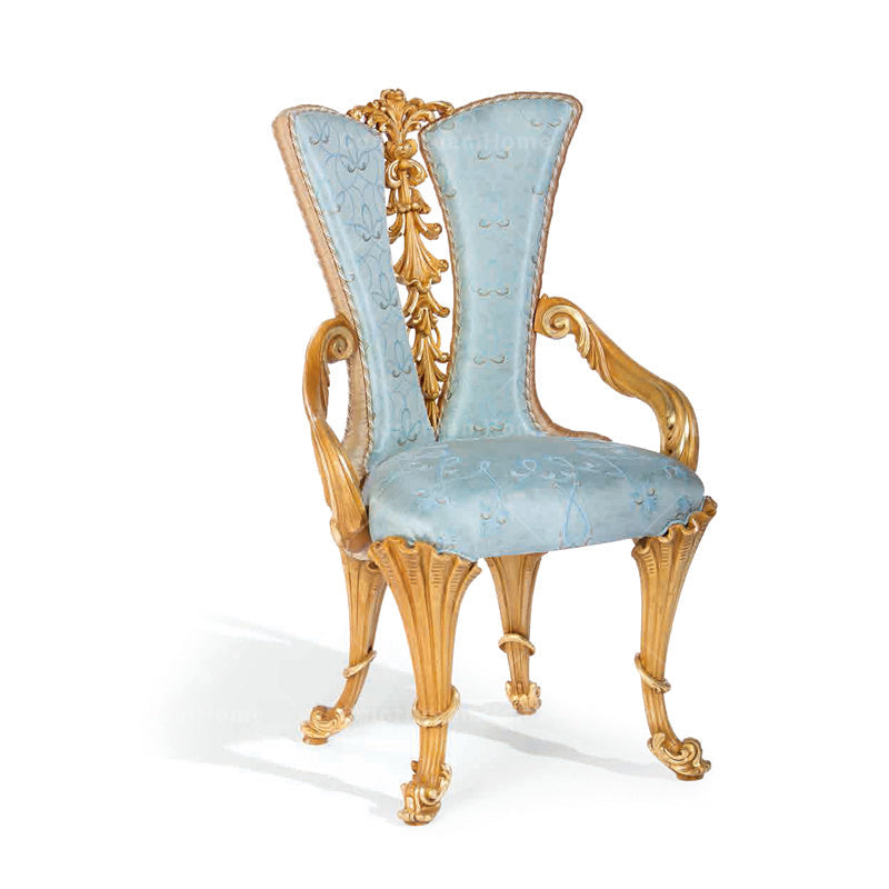 Luxury Baroque 6-Seater Round Dining Table Set - Handcrafted Solid Wood with Gold Leaf