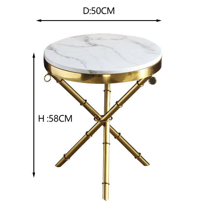 Original Spanish Marble Gold End Table - Modern Luxury Handmade Tea Table