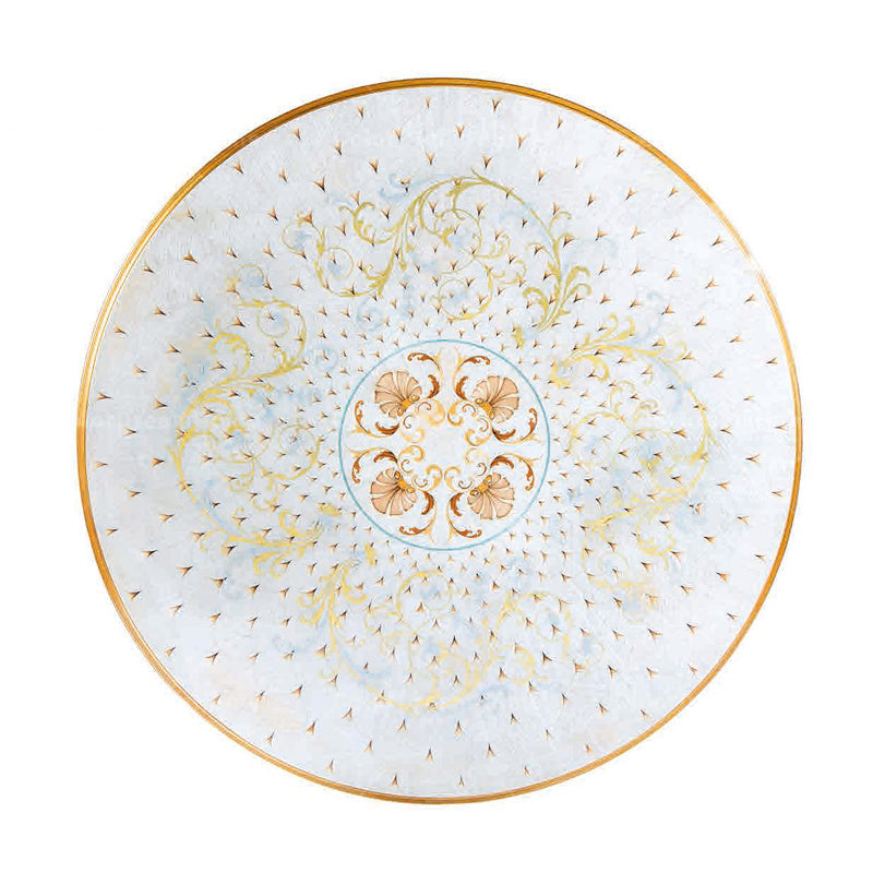 Luxury Baroque 6-Seater Round Dining Table Set - Handcrafted Solid Wood with Gold Leaf