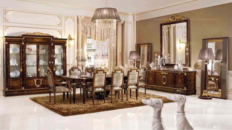 Dining Room Furniture Set English Baroque Design Luxury Solid Wood Dining Room Set