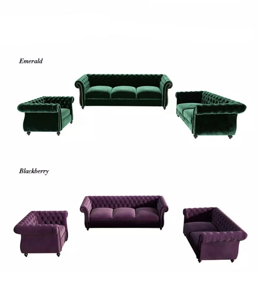 3+2+1 Sofa Set Modern Design Chesterfield Sofas Solid Wood Tufted Velvet Sectional Sofas Living Room Furniture