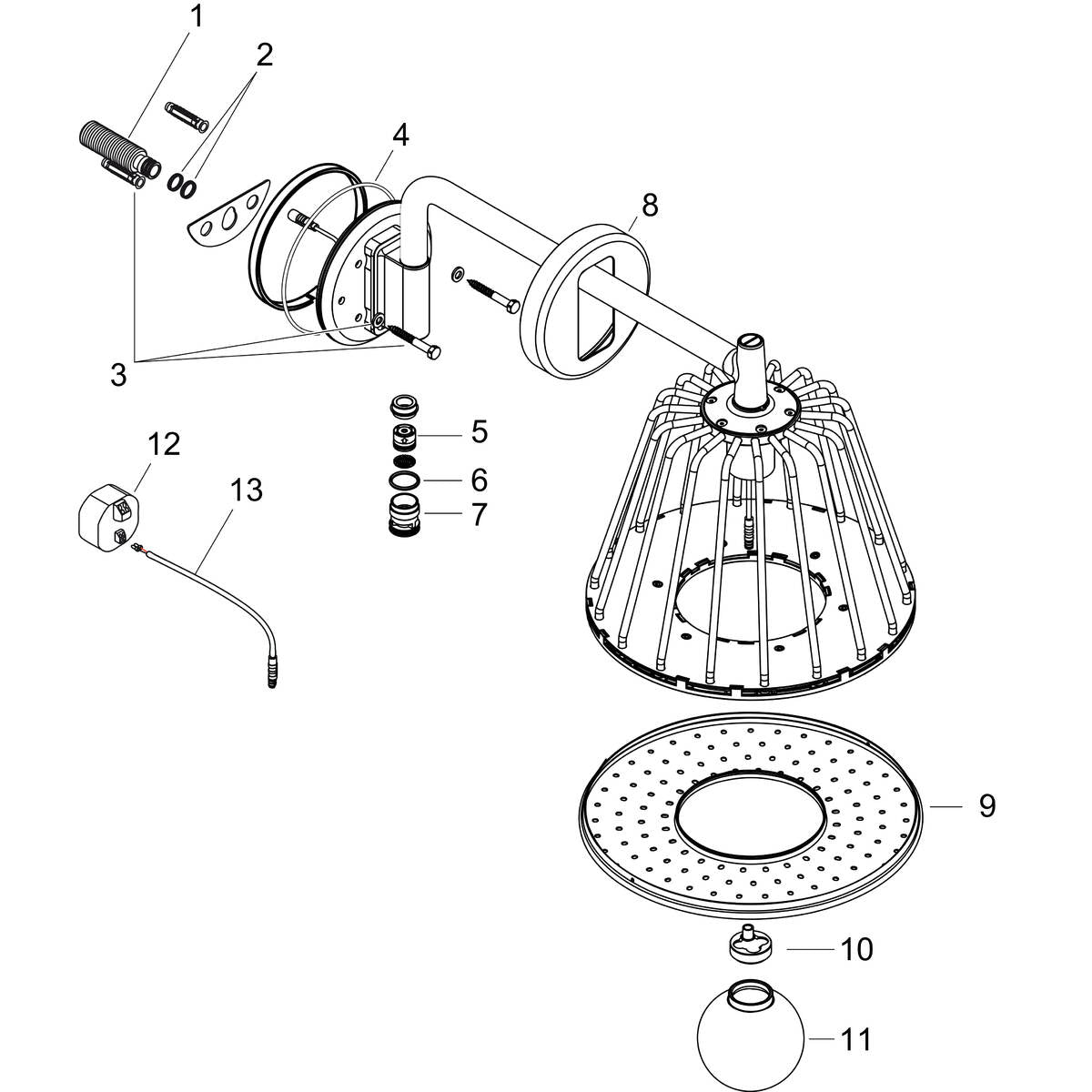 Shower Head Filter Duschsystem Axor Dusche Nendo  2751Jet mit Brausearm Shower System